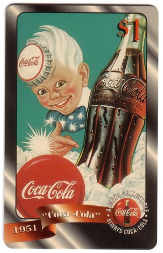 Coca cola boy - $1., pointing